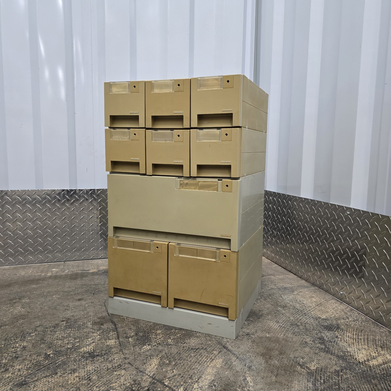 Exponent Vintage 9 Drawer Media Storage 3.5" & 5.25" Floppy Disk 1988 Italy