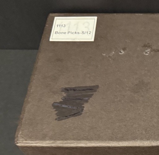 VTG ~ Coco Philips~ Cocktail Picks Silver-Tone Metal w/Bone Handles ~ Set of 12