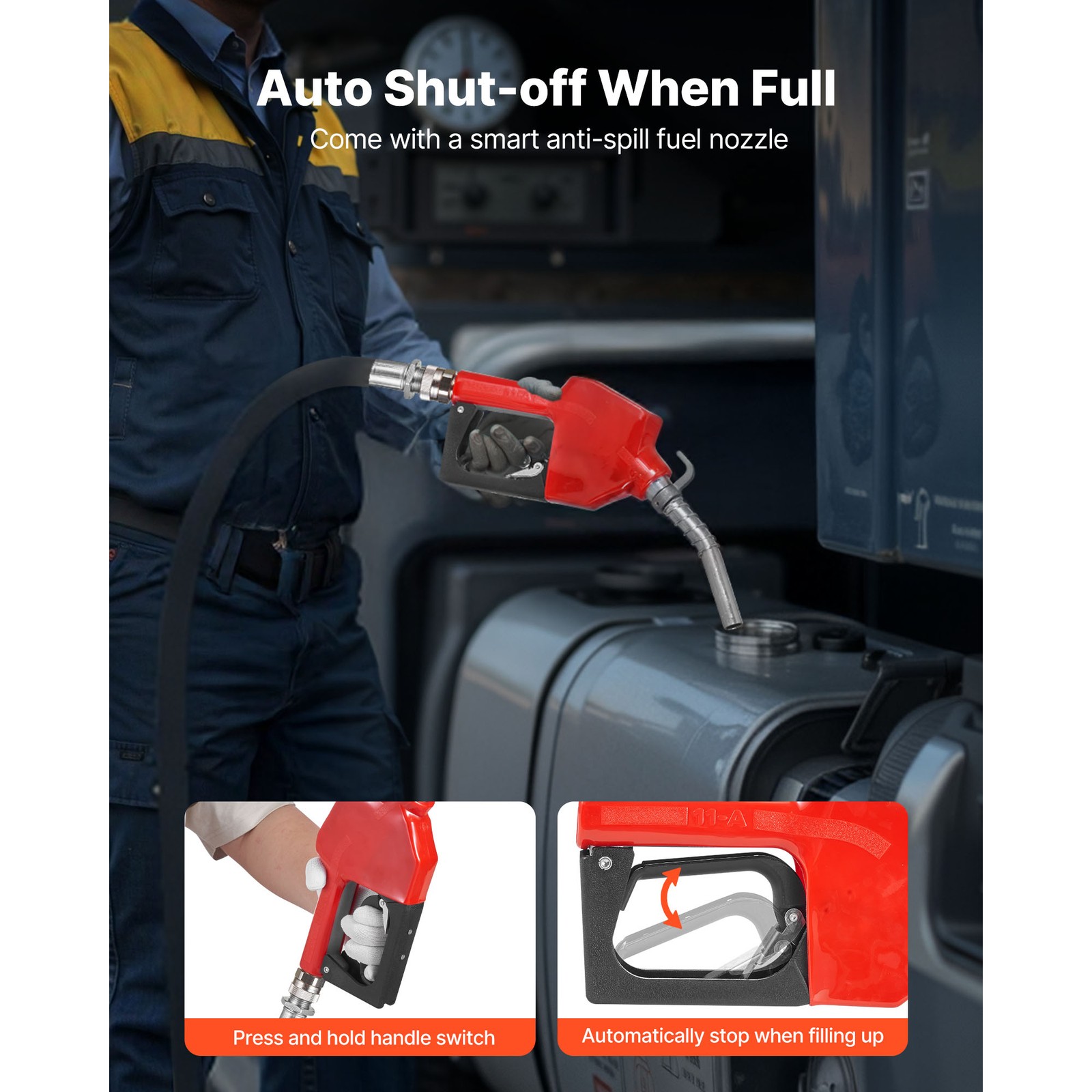 Uimoso 12V DC Fuel Transfer Pump, 10 GPM for Diesel, Gasoline, with Auto Nozzle