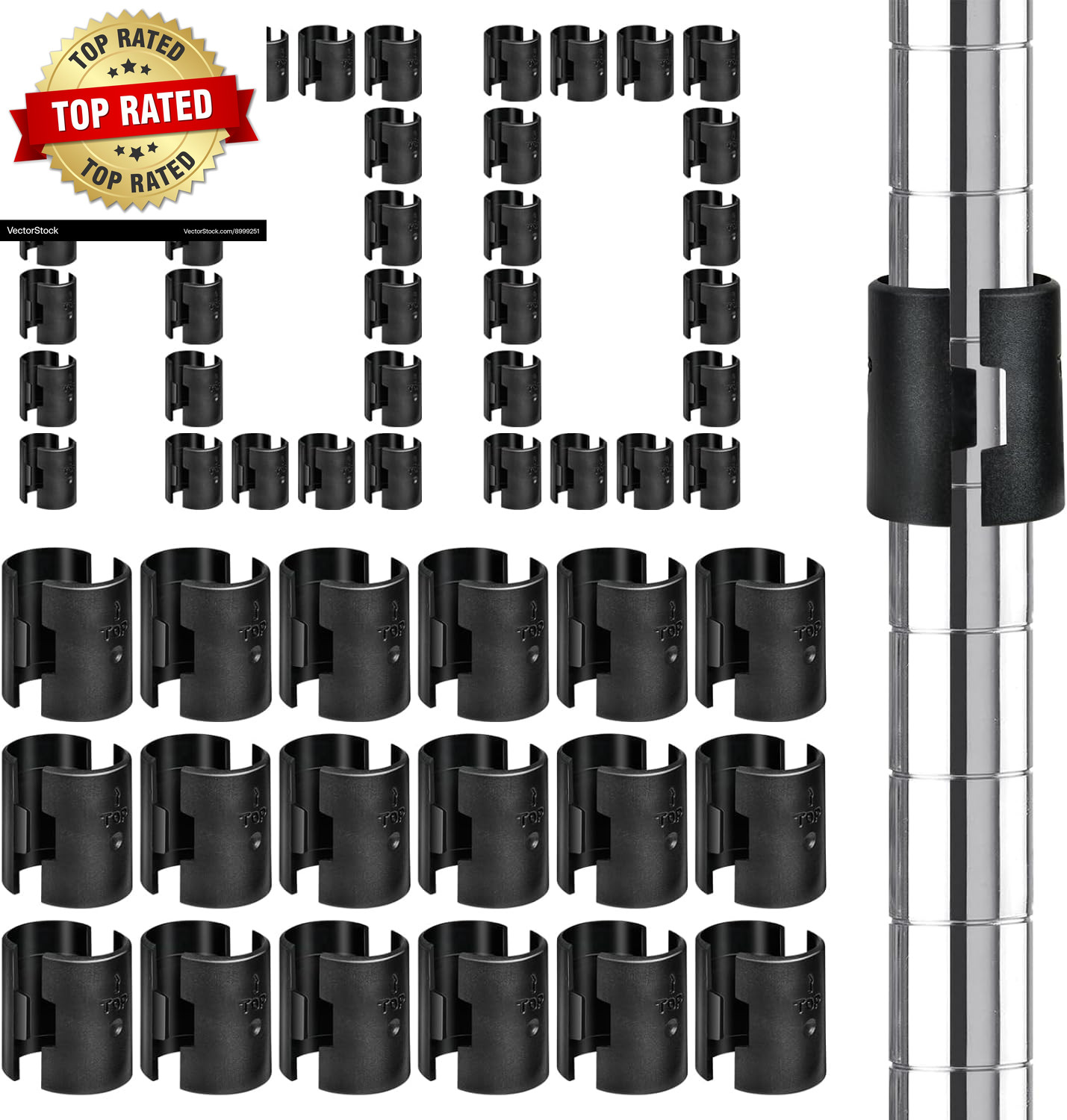 200 Pack Wire Shelving Shelf Lock Clips, 1 Inch Wire Shelf Clips for Post