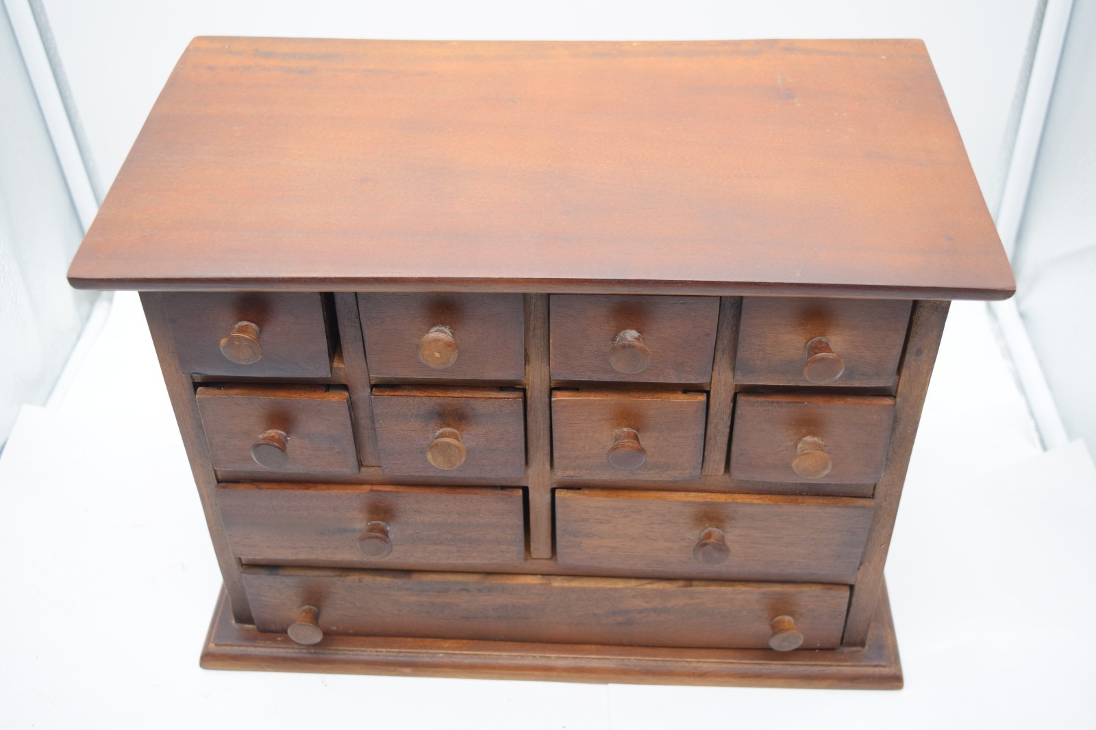 Vintage Wooden Apothecary Cabinet 11 Drawer Desktop Organizer Chest 14x10
