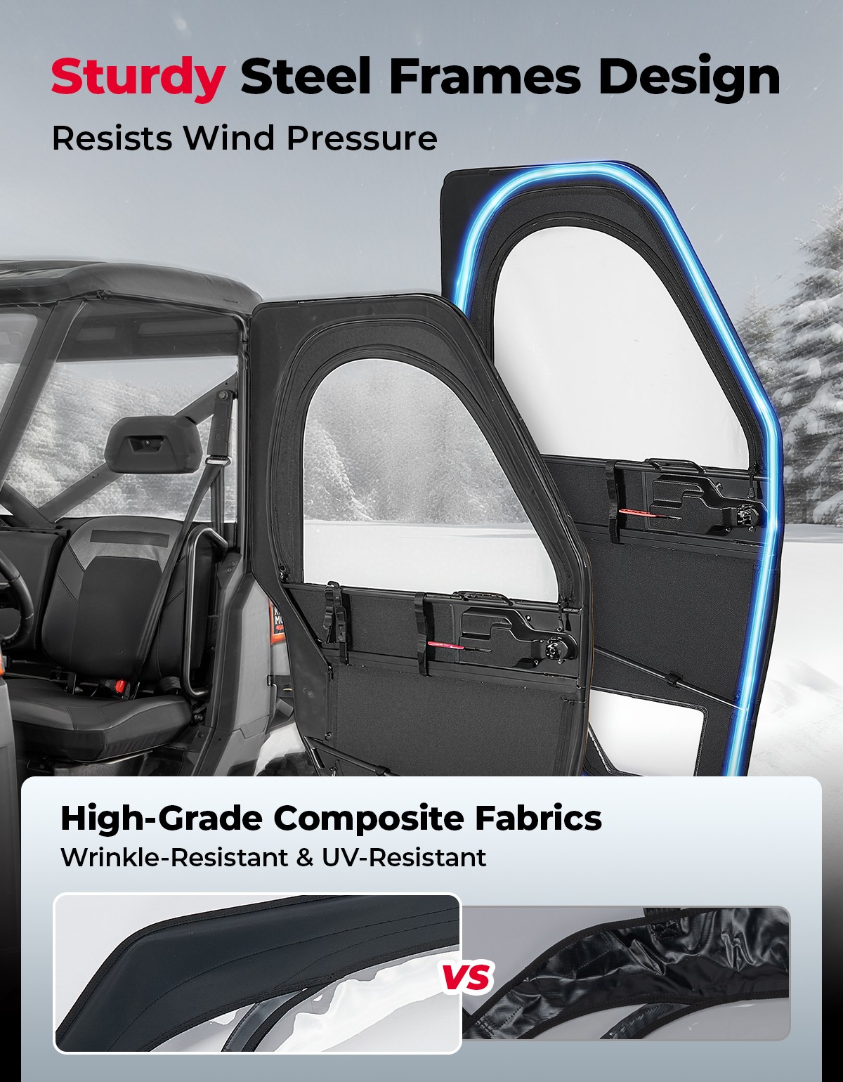 For Polaris Ranger 1000/ XP 1000 Frame Soft Door Kit Cab Enclosure 2020-2025