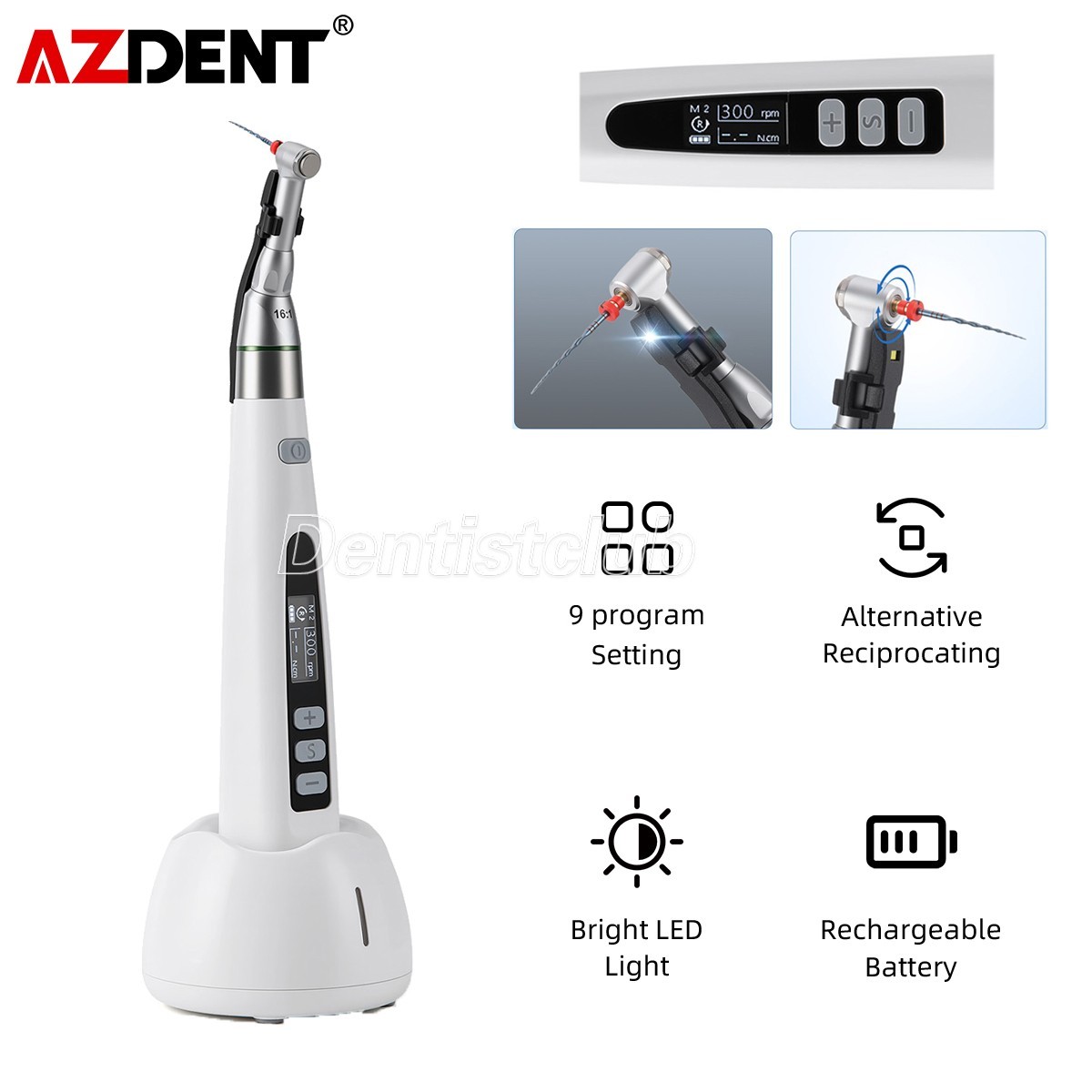 Dental Wireless LED Endo Motor 16:1 Contra Angle Root Canal Treatment Endodontic
