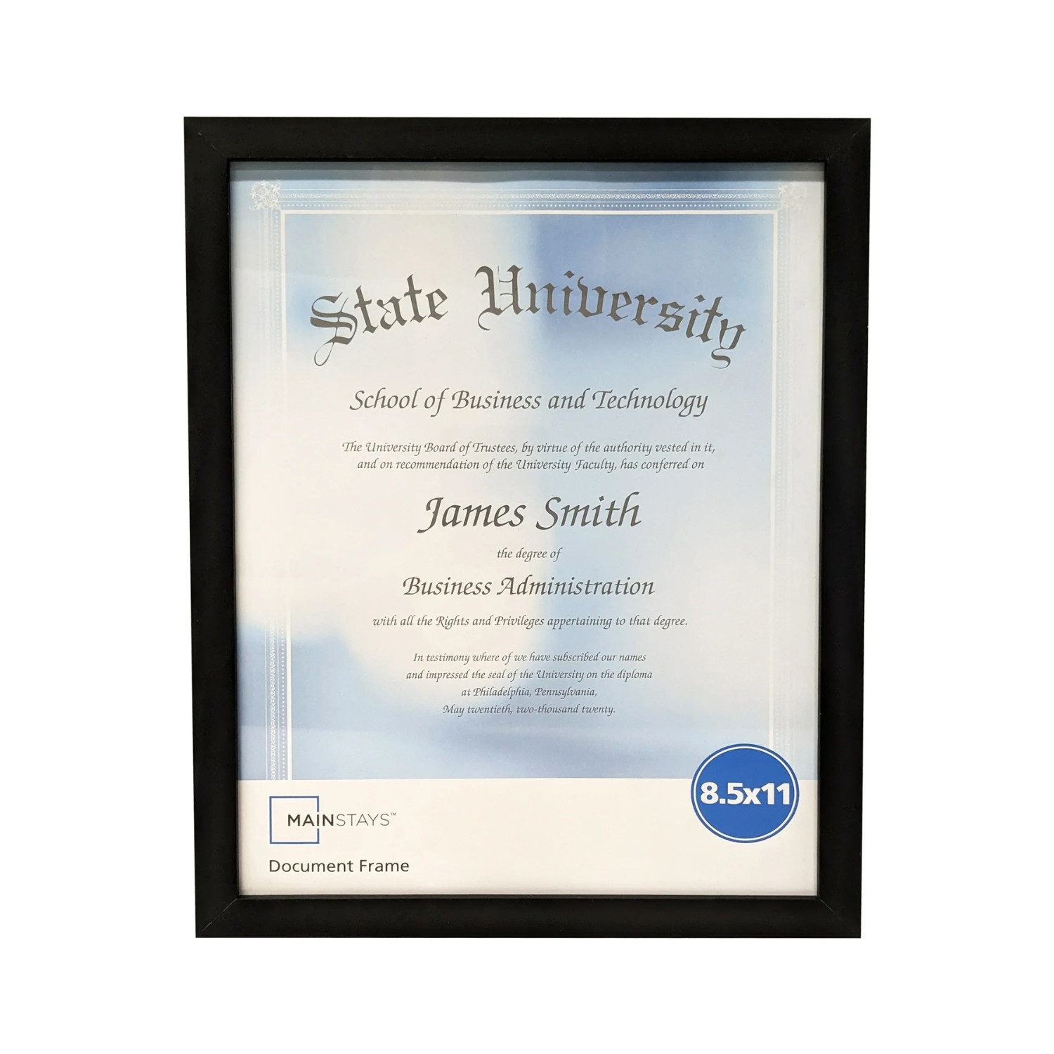(2 Pack) 8.5x11 Document Picture Frame Certificate Wall Home Office Decor, Black