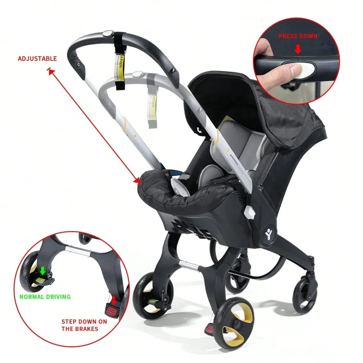 4 in 1 Lightweight Baby Stroller, Folding And Portable,