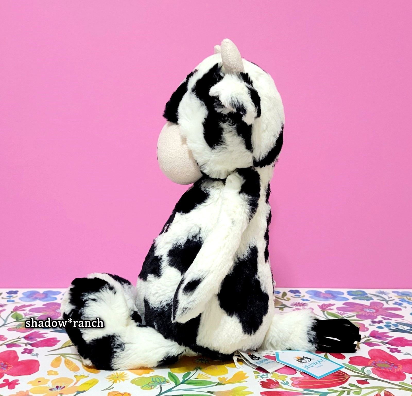 Jellycat BASHFUL CALF - Medium 12" - Authentic - Black White Cow - New with Tags