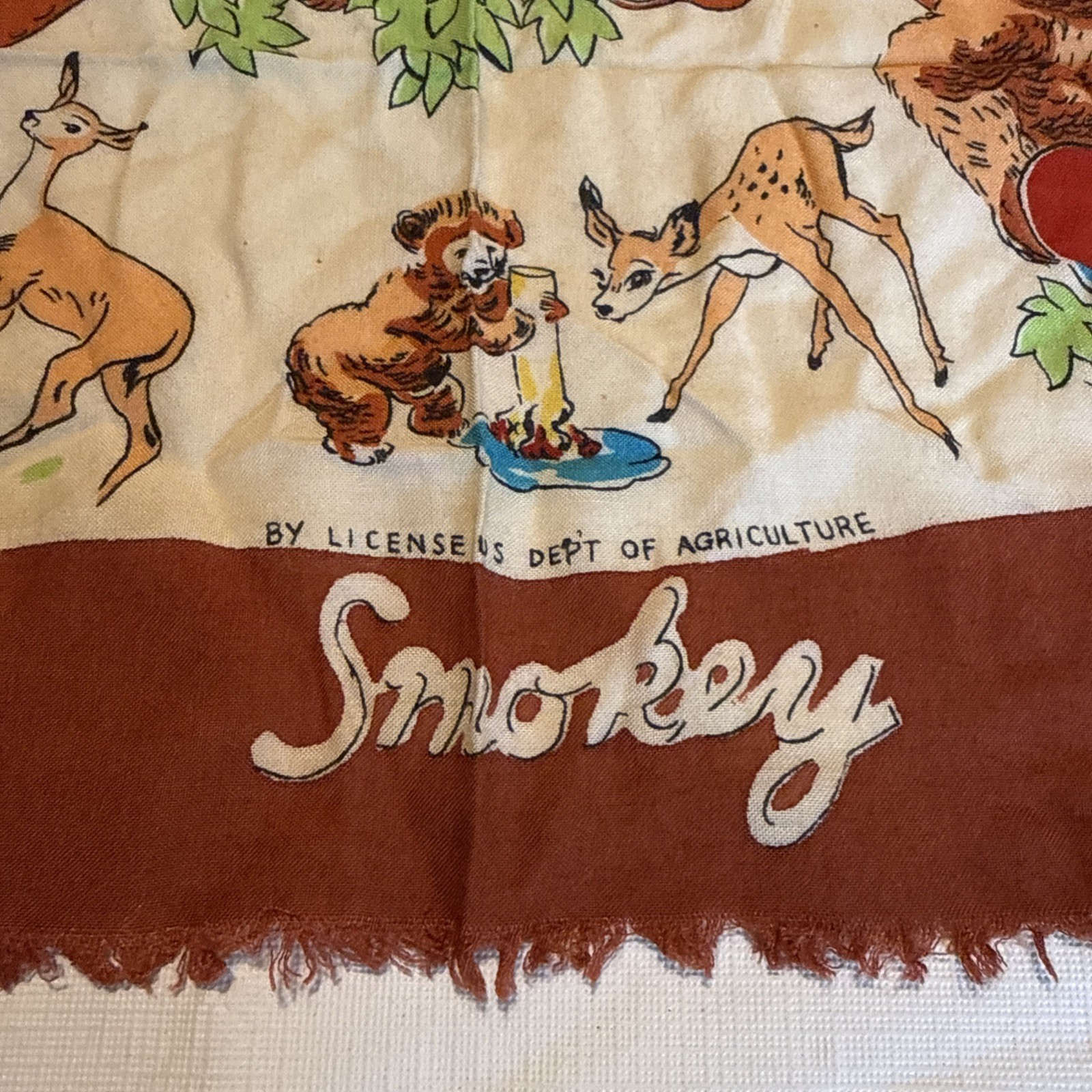 VTG 1940s-50s US Dept Agriculture SMOKEY THE BEAR Forestry Department SCARF-HTF