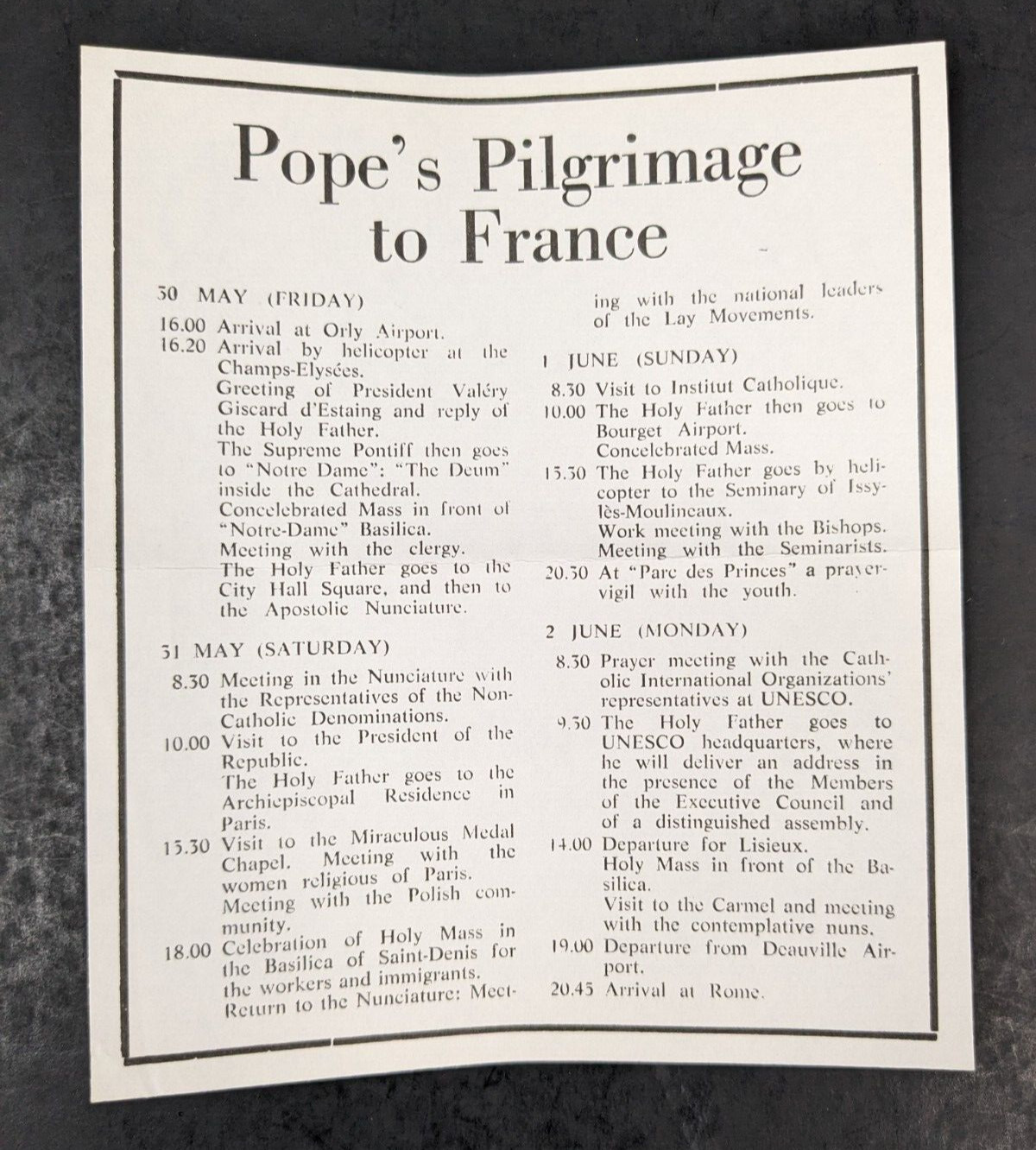 Pope John Paul II, The Golden Series Trip to France, 5 Covers Plus Stamps