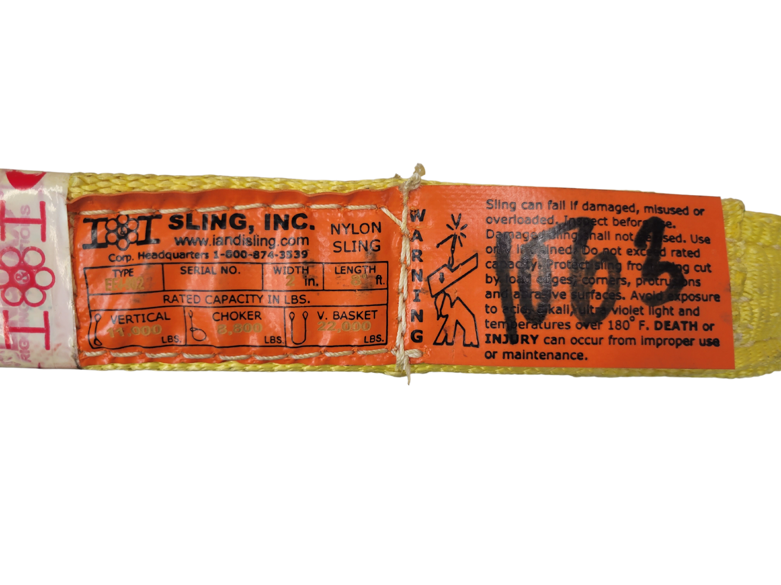 2" x 8 ft Web Nylon Eye and Eye Sling Double Ply / Tow Strap *mocinc.1982*