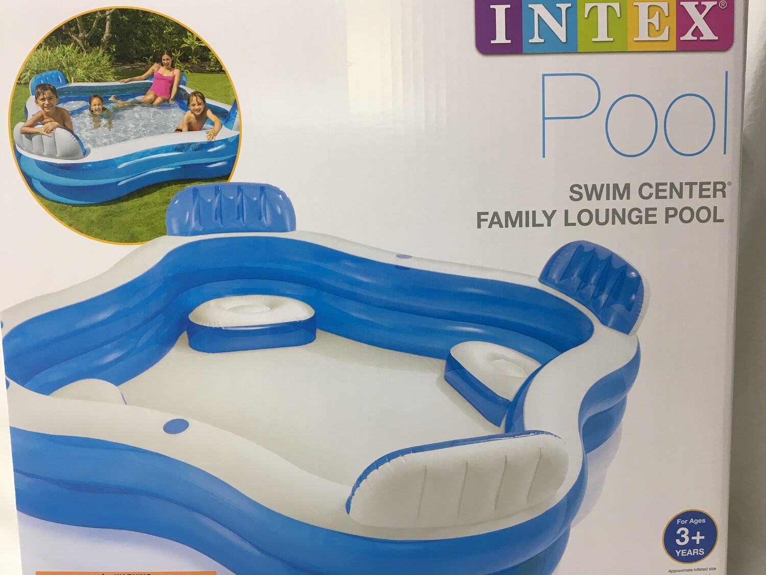Intex 56475EP Swim Center Family Lounge Inflatable Pool 90inch X 90inch X 26inch