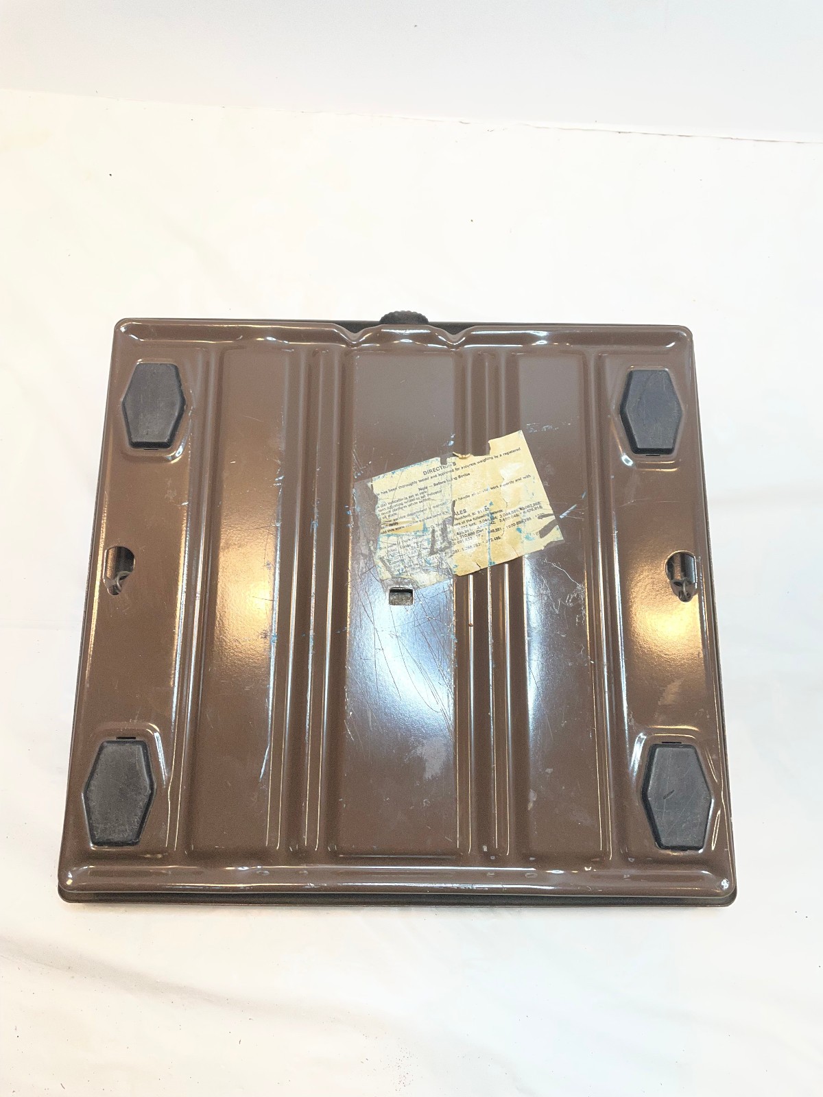 Vintage Counselor Bathroom Floor Scale Rattan Woven Pattern Mechanical 300 lbs