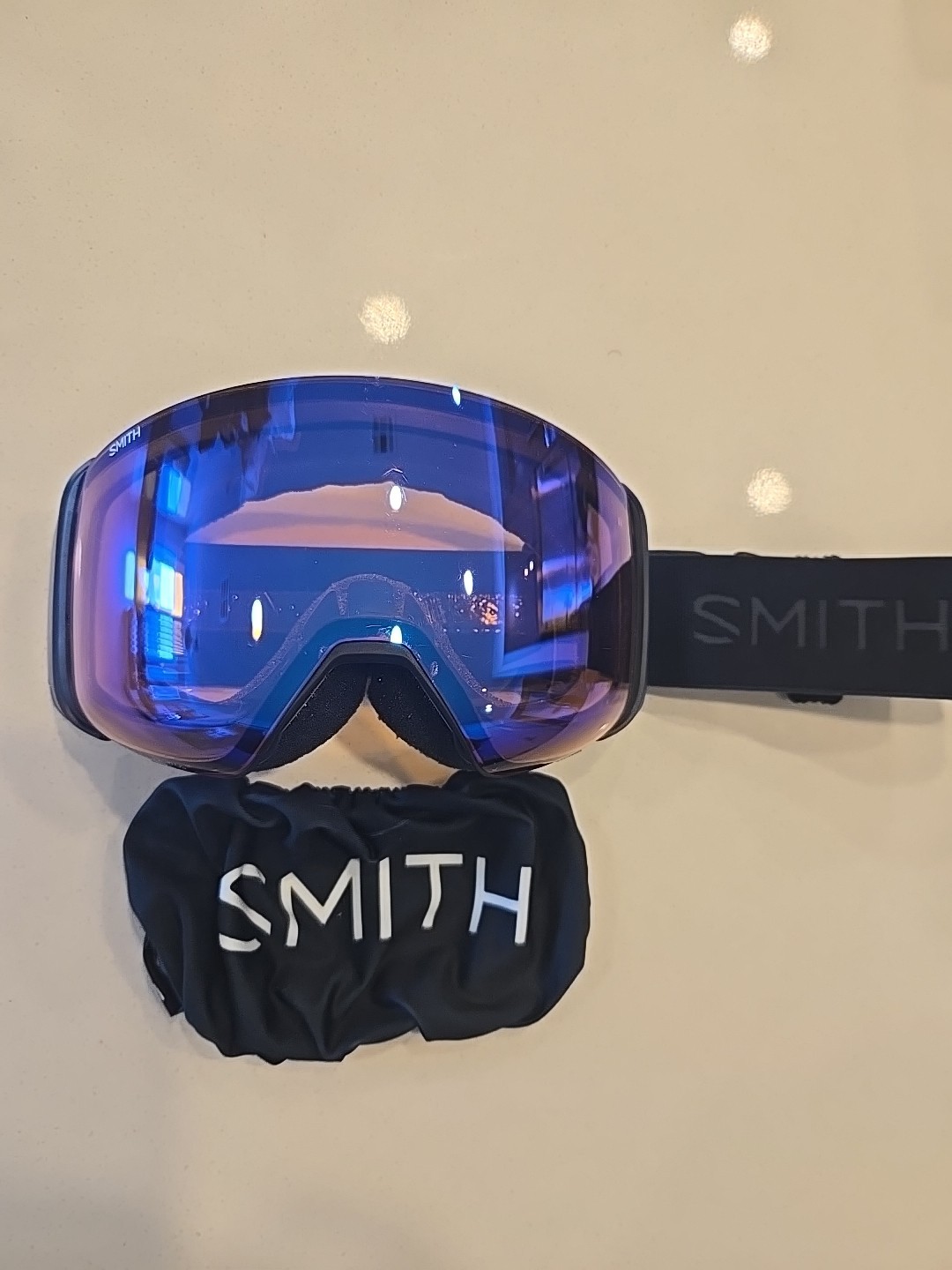 Smith 4D Mag Navy Goggles Chromapop Storm Rose Flash Lens Used Ski