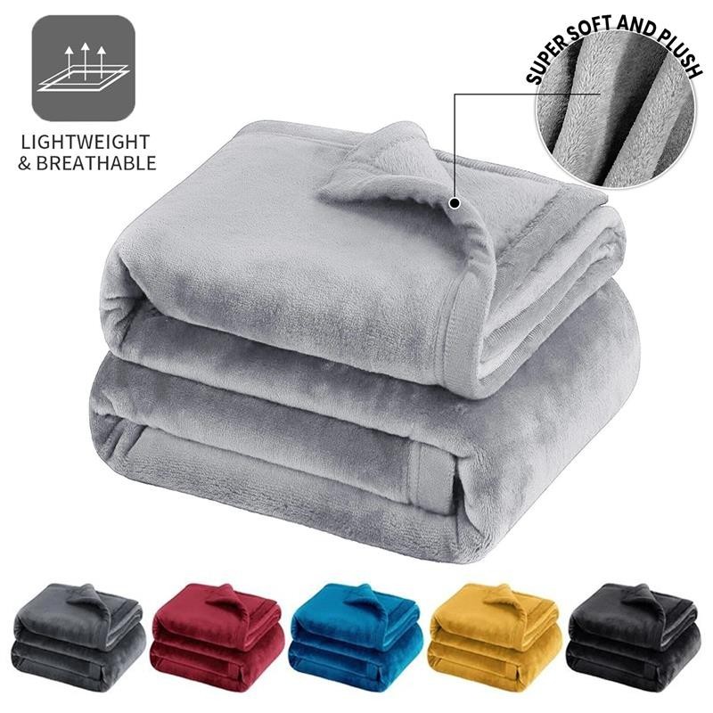 Large Plush Fleece Throw Super Soft Reversible Twin Queen Size Sofa Bed Blankets