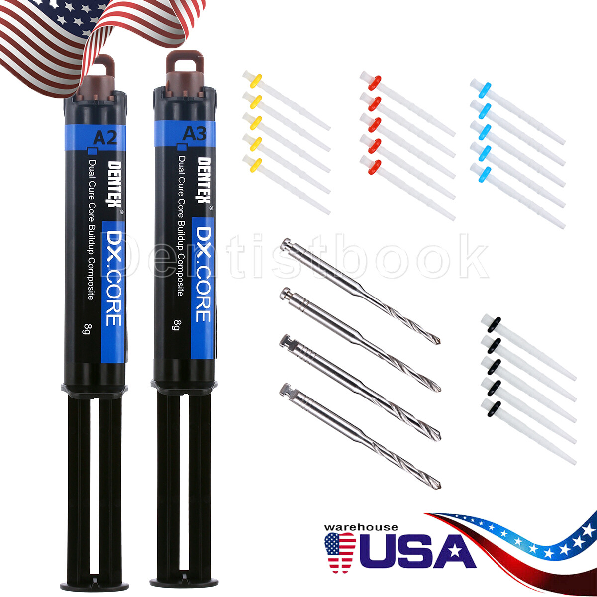 Dental Dentex Dual Cure Composite Resin Core Build A2 A3 /AAA Fiber Post