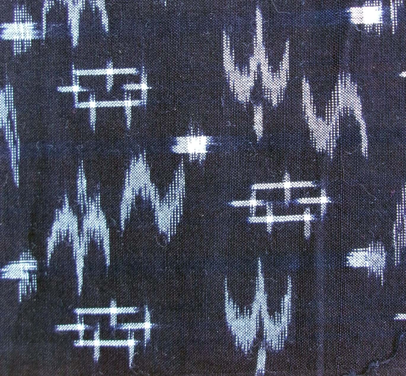 Kurume Kasuri Japanese Kimono Fabric 1 Yard Indigo Blue Black