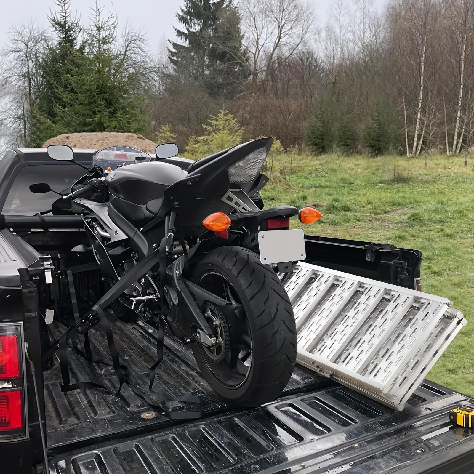 76x50" Tri-Fold Aluminum Truck Loading Ramp 1500 Lbs Heavy Duty ATV Ramp Pickup