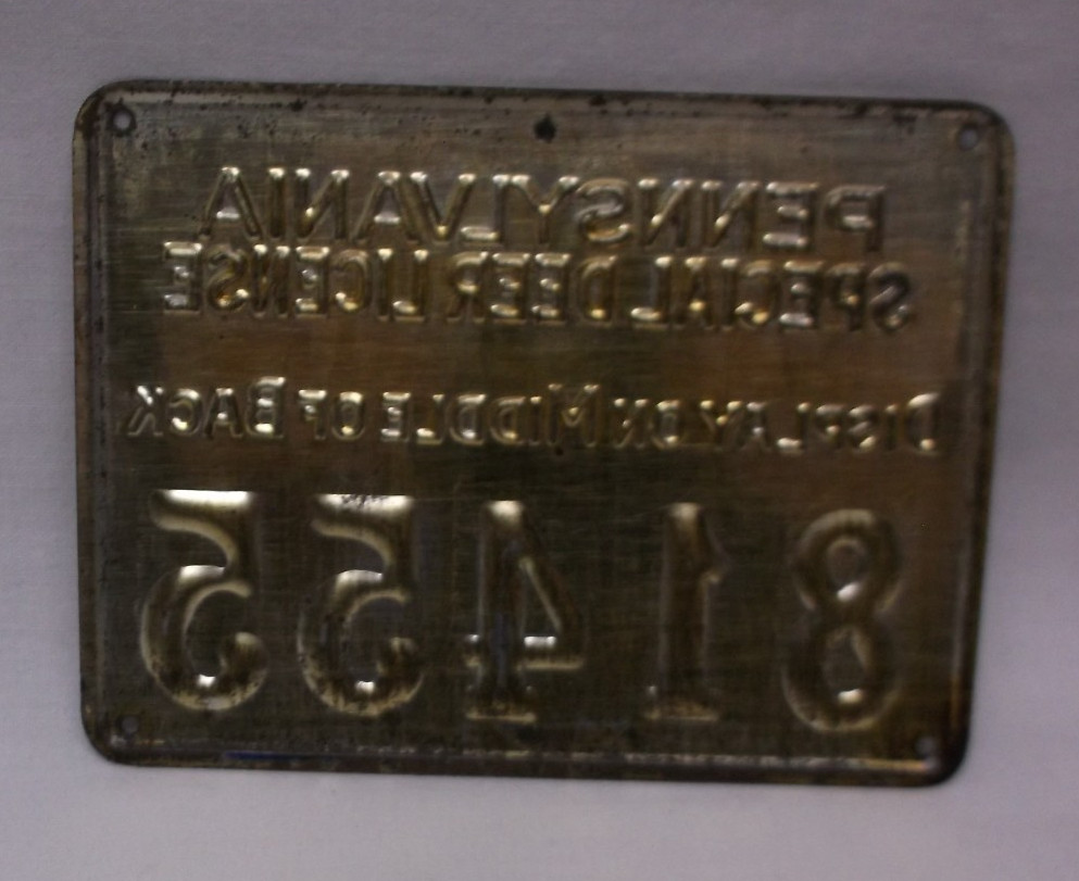 Vintage 1928 Pennsylvania Special Deer Hunting Metal License