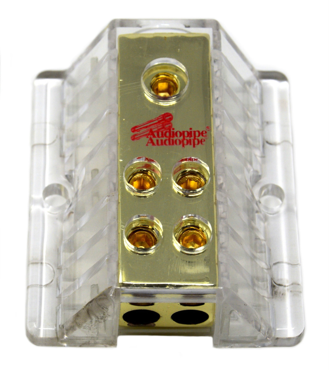 2 Pack Audiopipe 1 to 4 Power Distribution Blocks 4 Gauge Input, 8 Gauge Output