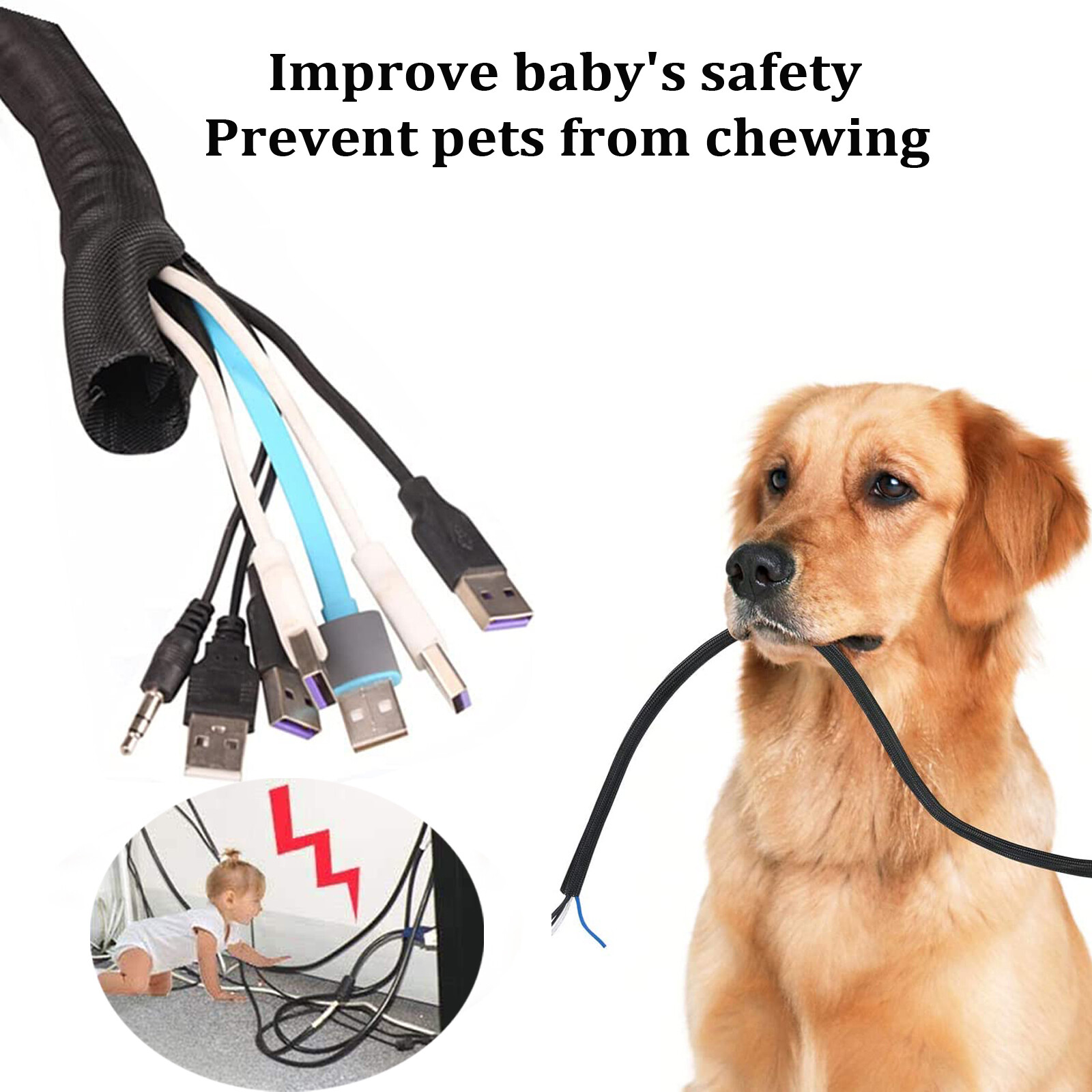 Braided Split Sleeving Wire Loom Tubing Cable insulated Sleeve Cord Protector