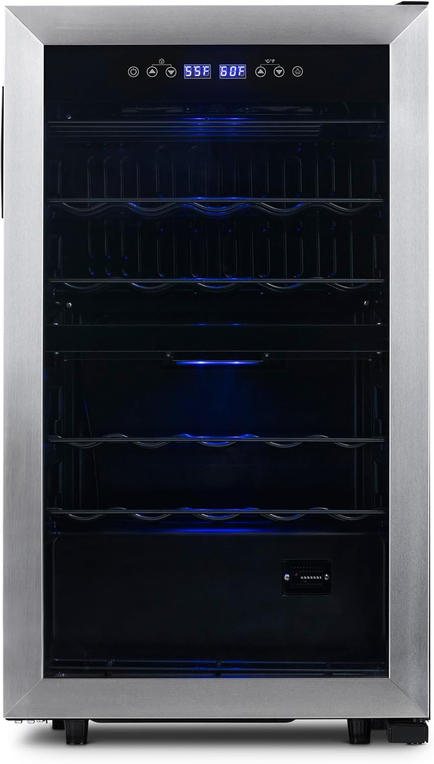 Newair NWC028SS01-RB Dual Zone Wine Fridge with Racks - Certified Refurbished