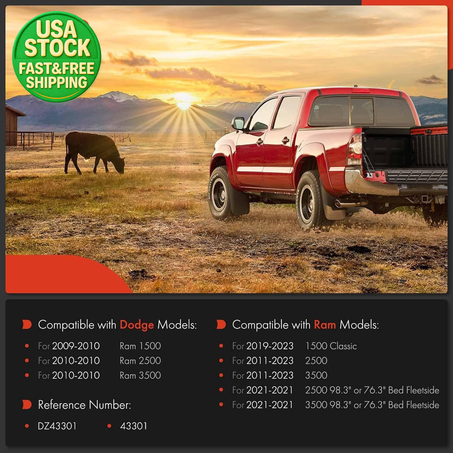 Tailgate Assist Shock Struts for Dodge Ram 1500 2500 3500 2009-2023 Lift