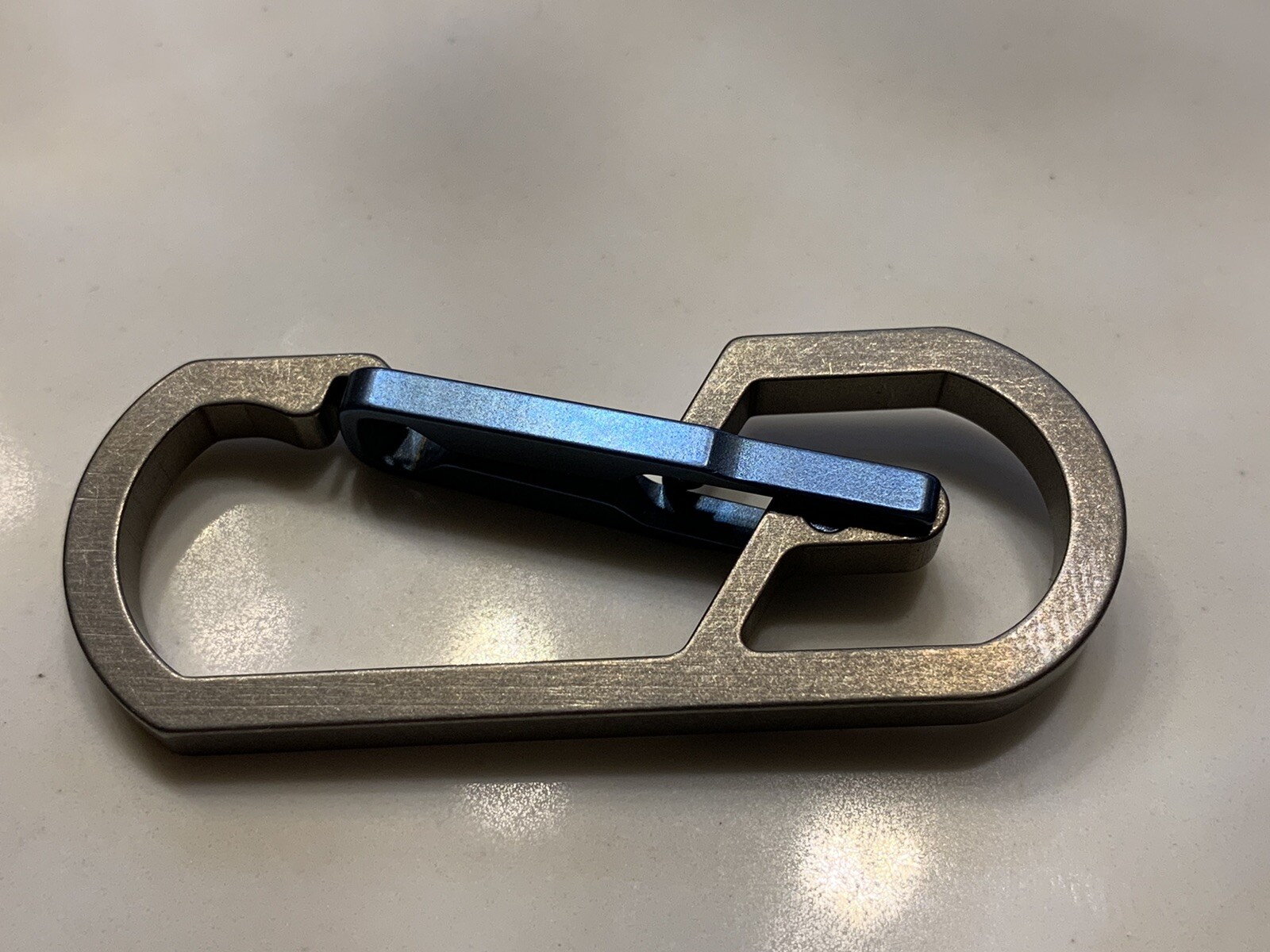 Titanium Carabiner Snap Spring Hook Clip, EDC Keychain, Key Ring, Blue Anodized