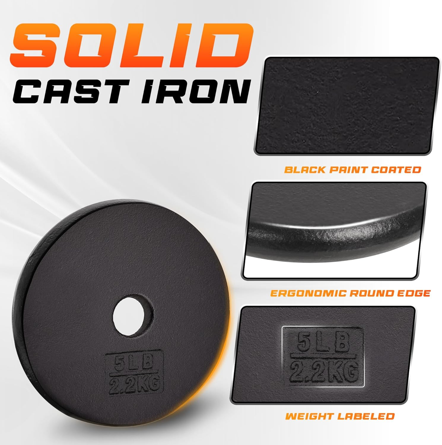 Standard 1" Cast Iron Weight Plate - Ideal for Strength Training - Multiple Weig