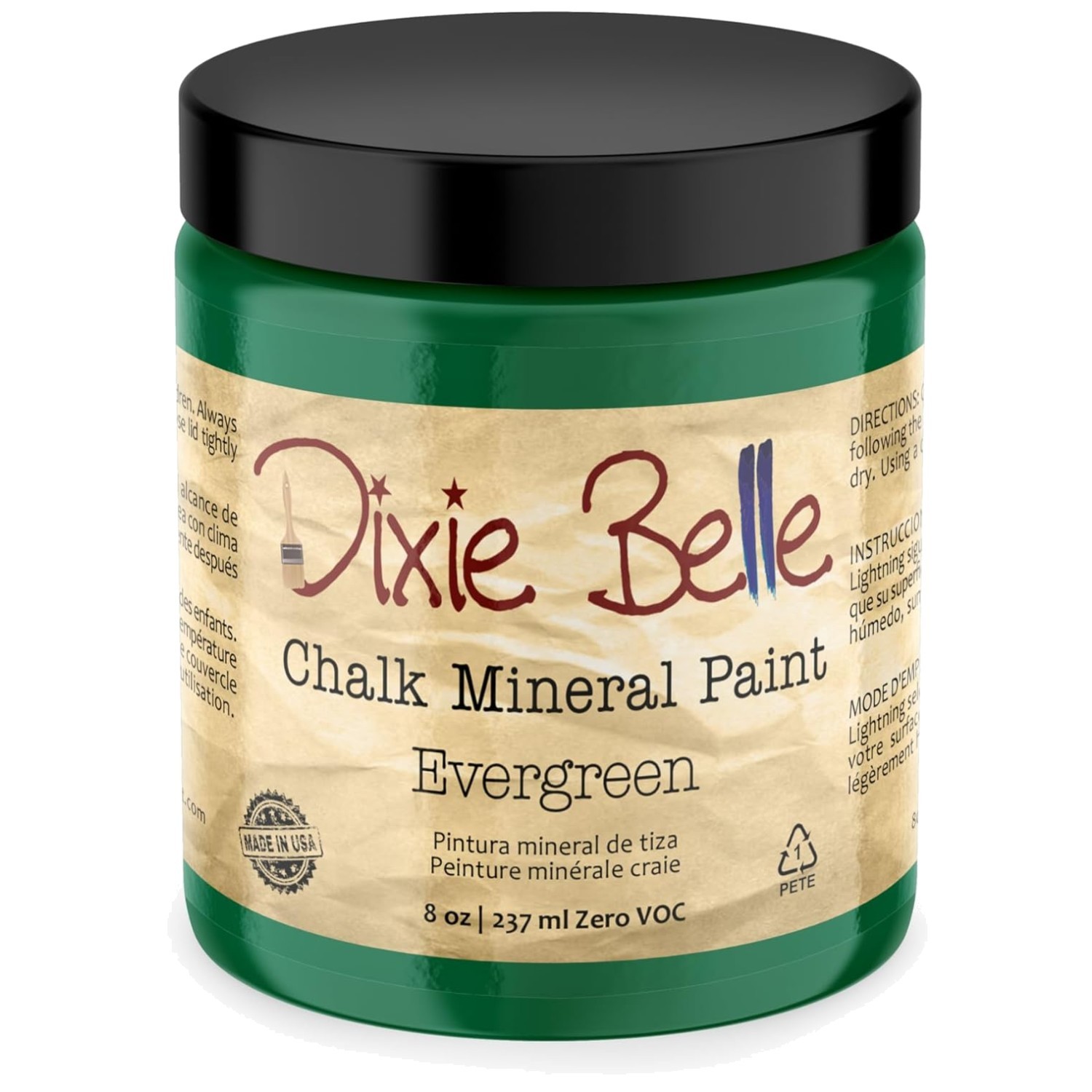 8oz Evergreen Chalk Mineral Paint - Fade Resistant Matte Finish for Furniture