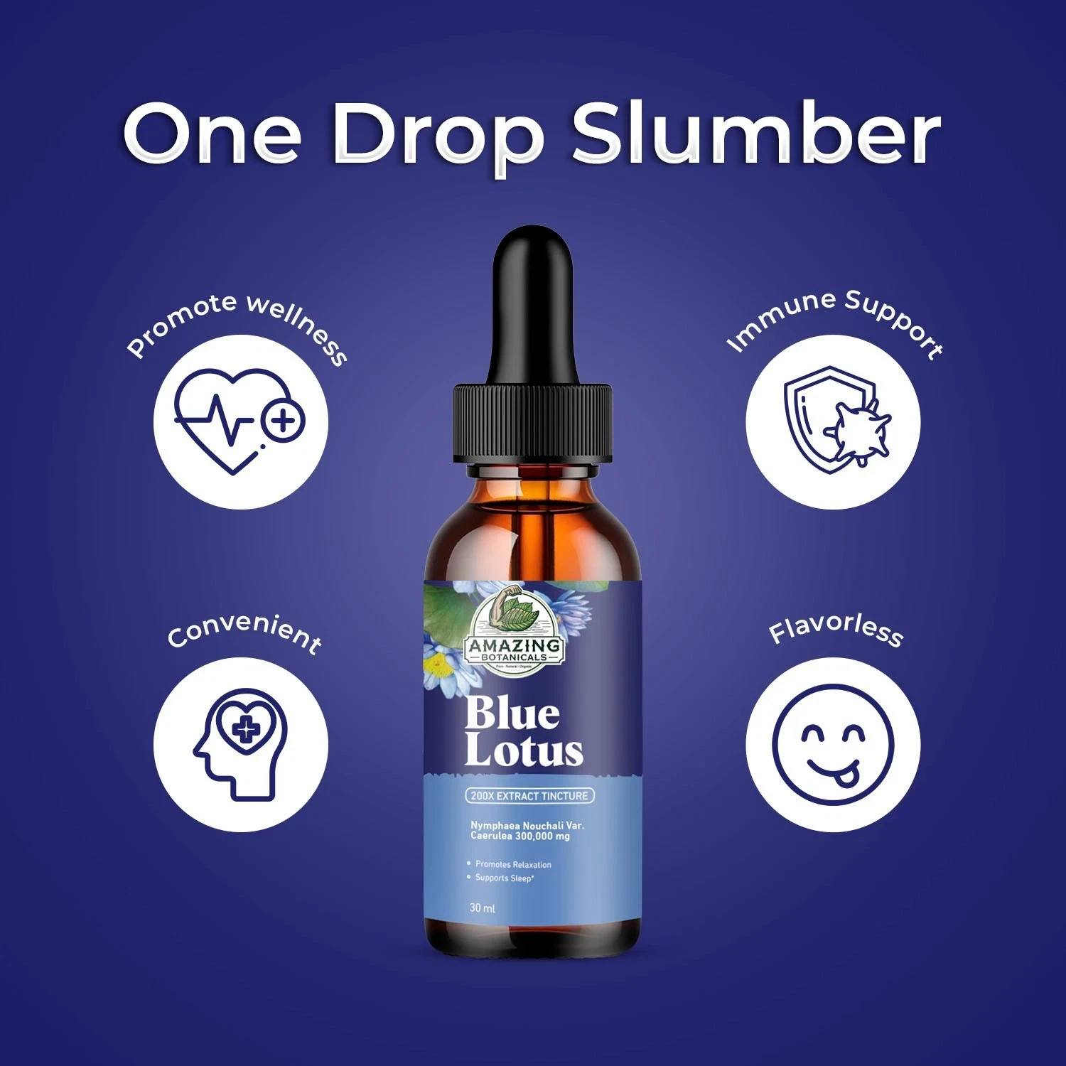 Blue Lotus 200X Extract Tincture - 50mg - Alcohol based formula, Vegan
