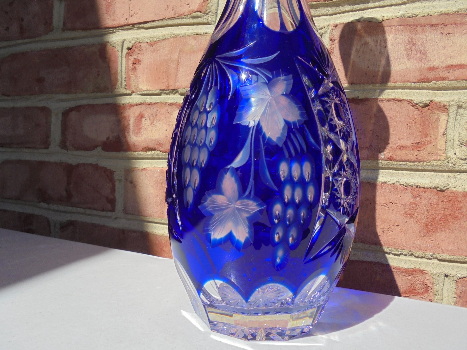 Nachtmann Traube Cobalt Blue Cut to Clear Lg Decanter 15" Excellent