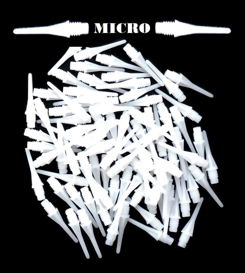 100 Harrows White 19mm Plastic Micro Soft Tip Dart Points - Ships w/ Tracking