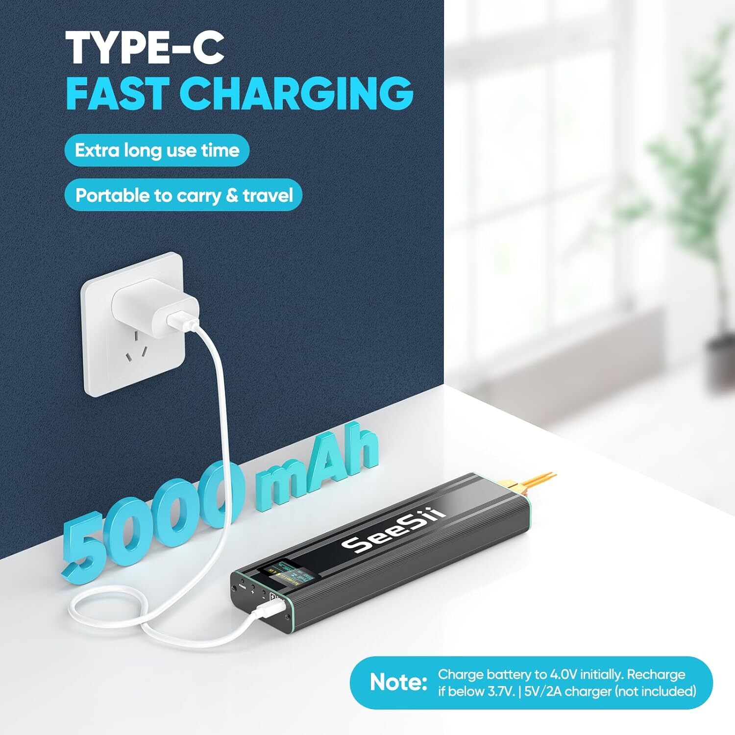 5000mAh Portable Spot Welder LCD Screen 80 Gear Adjustable DIY fr 18650 26650