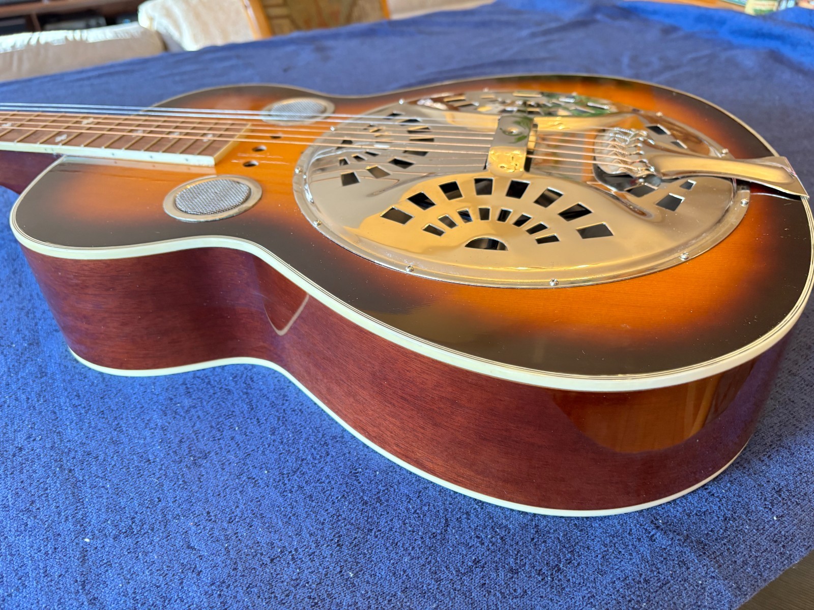 Johnson Square Neck Resonator Guitar Dobro Sunburst Bluegrass Instrument w/Case