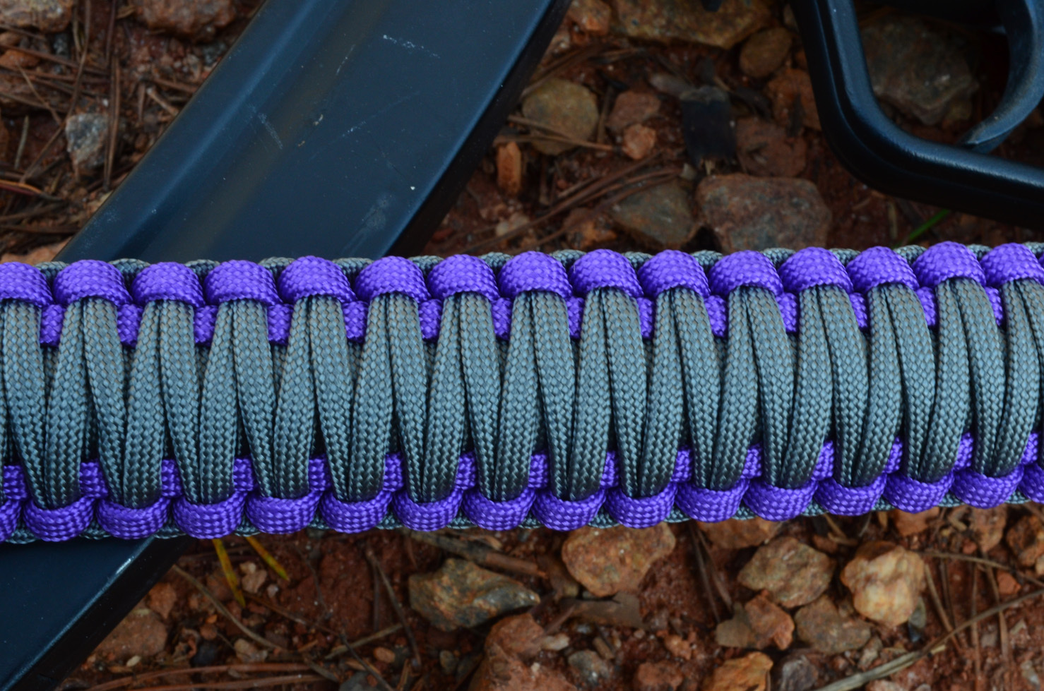 Tactical 550 Paracord Rifle Gun Sling Single Point Quick Detach PURPLE GRAY