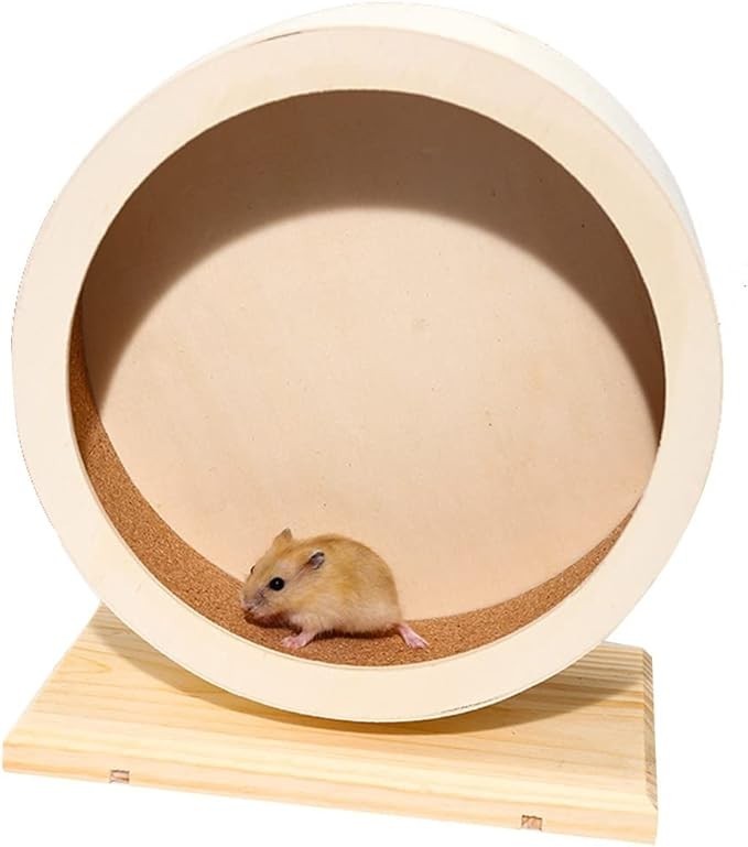 12 in. XL Wooden Animal Exercise Wheel, Quiet Spinner for Hamster Gerbil Lizard
