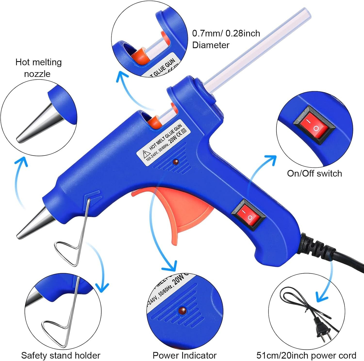 Mini Hot Glue Gun with 4 Glue Sticks for Crafts School DIY Arts