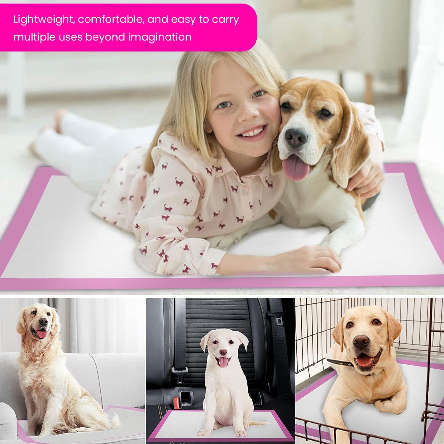 100 Pet Pads for Dogs Ultra-Absorbent Puppy Training Underpad Scented Pink Small