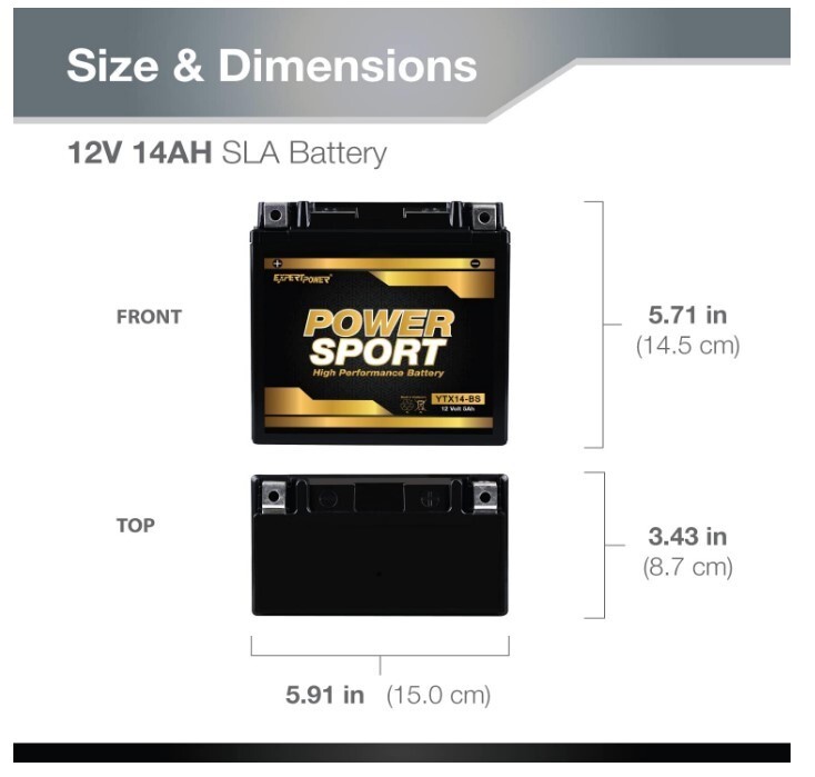 YTX14-BS Replacement for ATV HONDA TRX 500 Rubicon Foreman Rancher