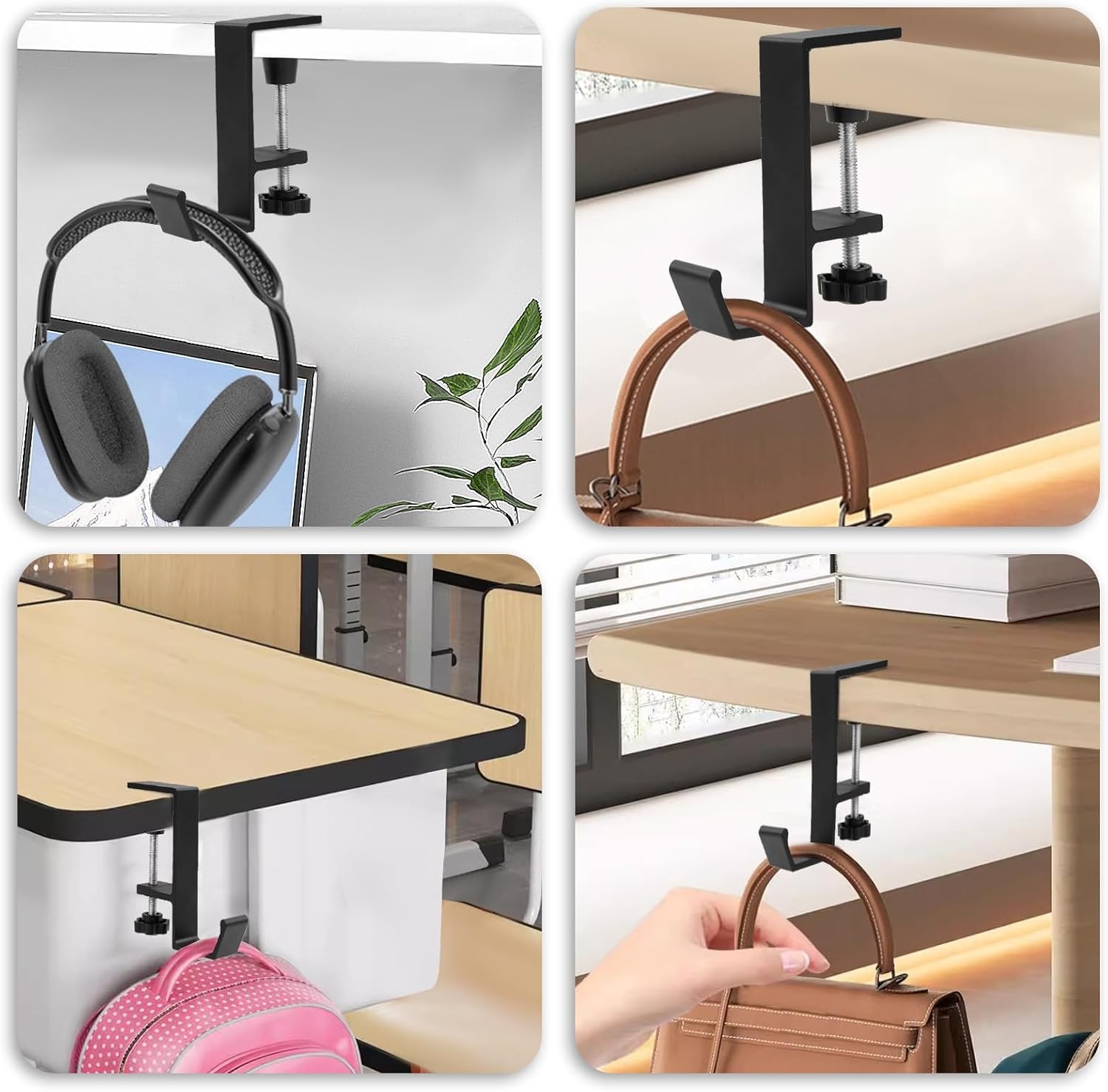 Metal Headphone Hook Under Desk Adjustable Hanger Stand for Headphones