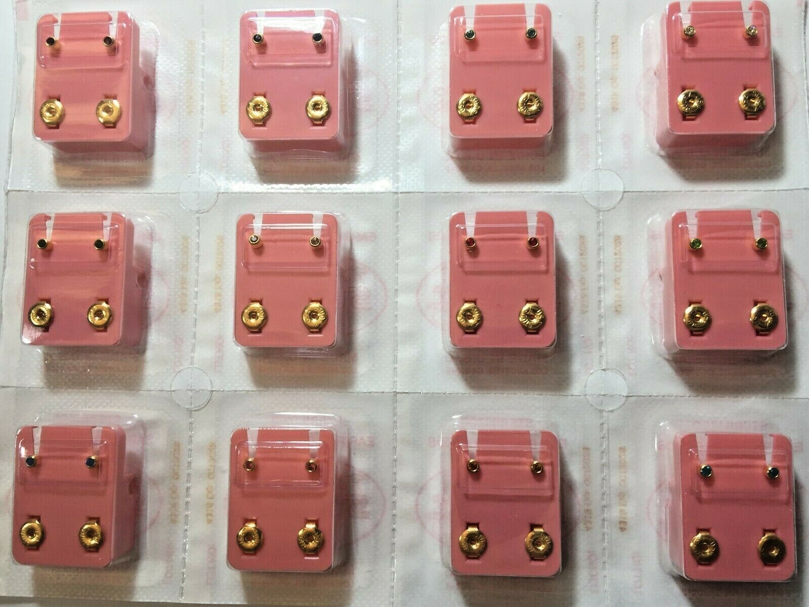 Studex Ear Piercing Earrings 12 Pair 4mm Regular Gold Plated Birthstone R213Y