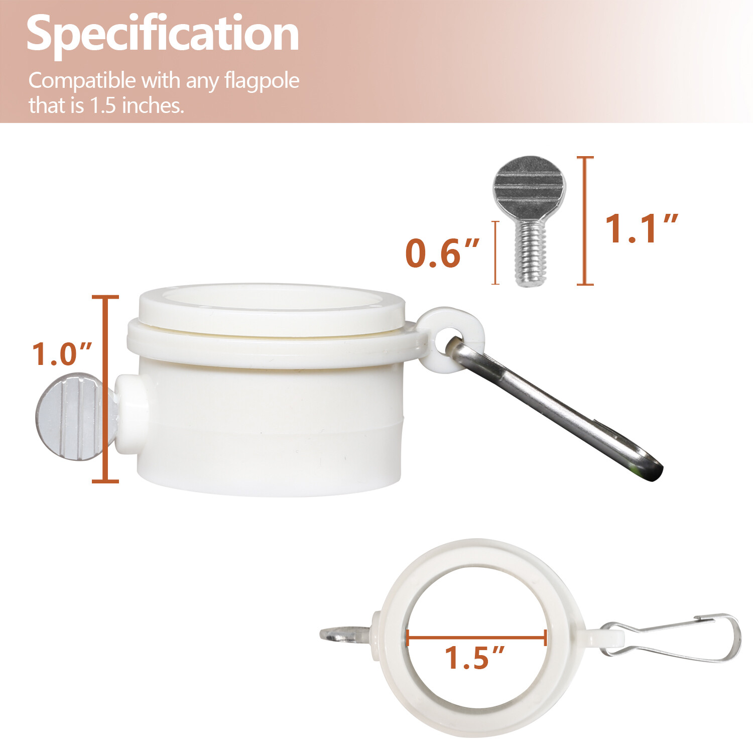 Anley 2 Pcs 1.5" Plastic Flag Pole Mounting Rings Set Anti Wrap Rotatable Rings