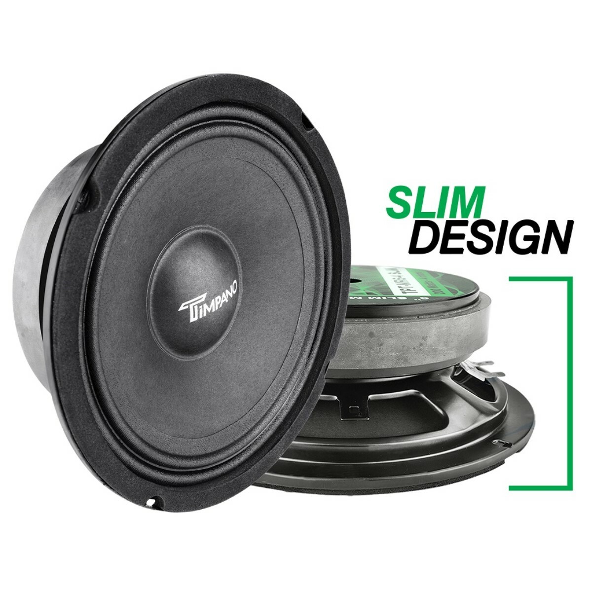 4x Timpano 6.5" Car Midrange Speakers TPT-MR6-4 SLIM + 4x TPT-ST2 Chrome Tweeter
