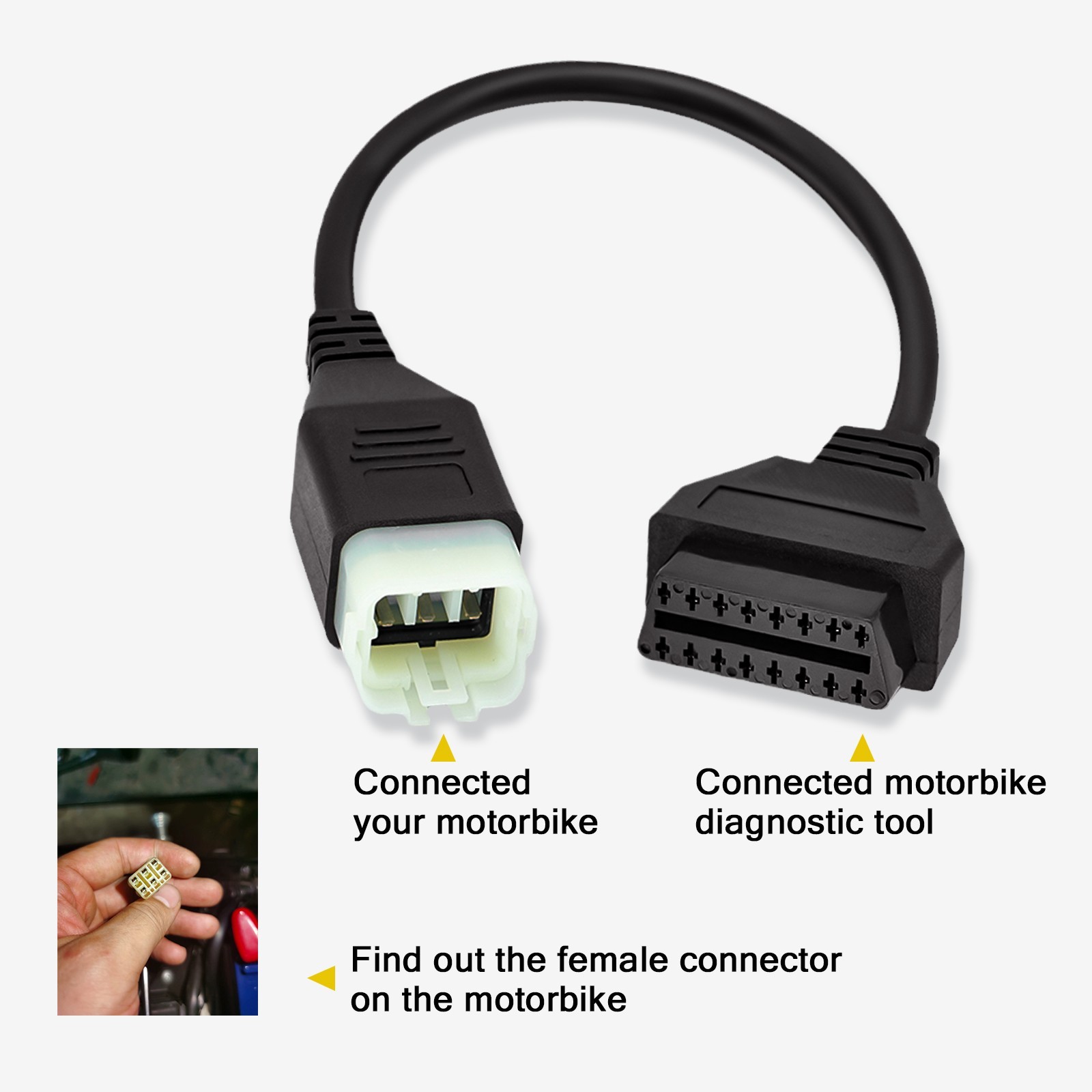 OBD2 Adapter for KTM 6 Pin to 16Pin Diagnostic Cable Fits KTM Duke Motorcycle