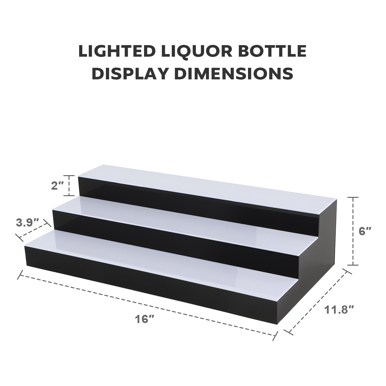 3 Tiers LED Lighted Liquor Bottle Display with APP & RF Remote for Home Bar