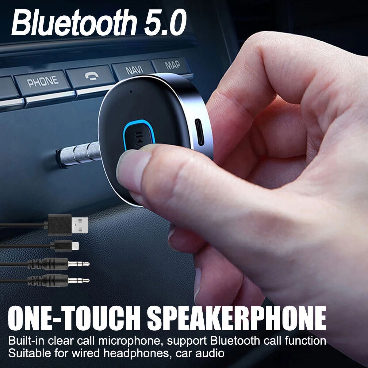 Portable 3.5mm Aux Car Adapter Bluetooth Wireless Audio Receiver Car/Home Stereo