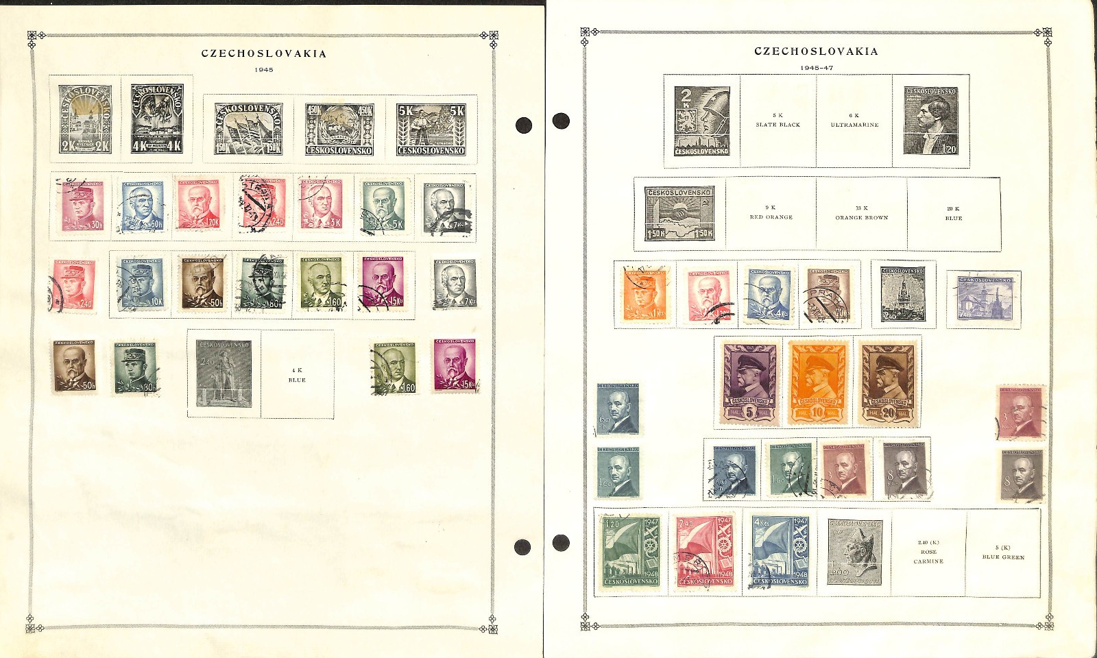 Czechoslovakia Stamp Collection on 22 Scott International Pages, 1918-1959 (BC)