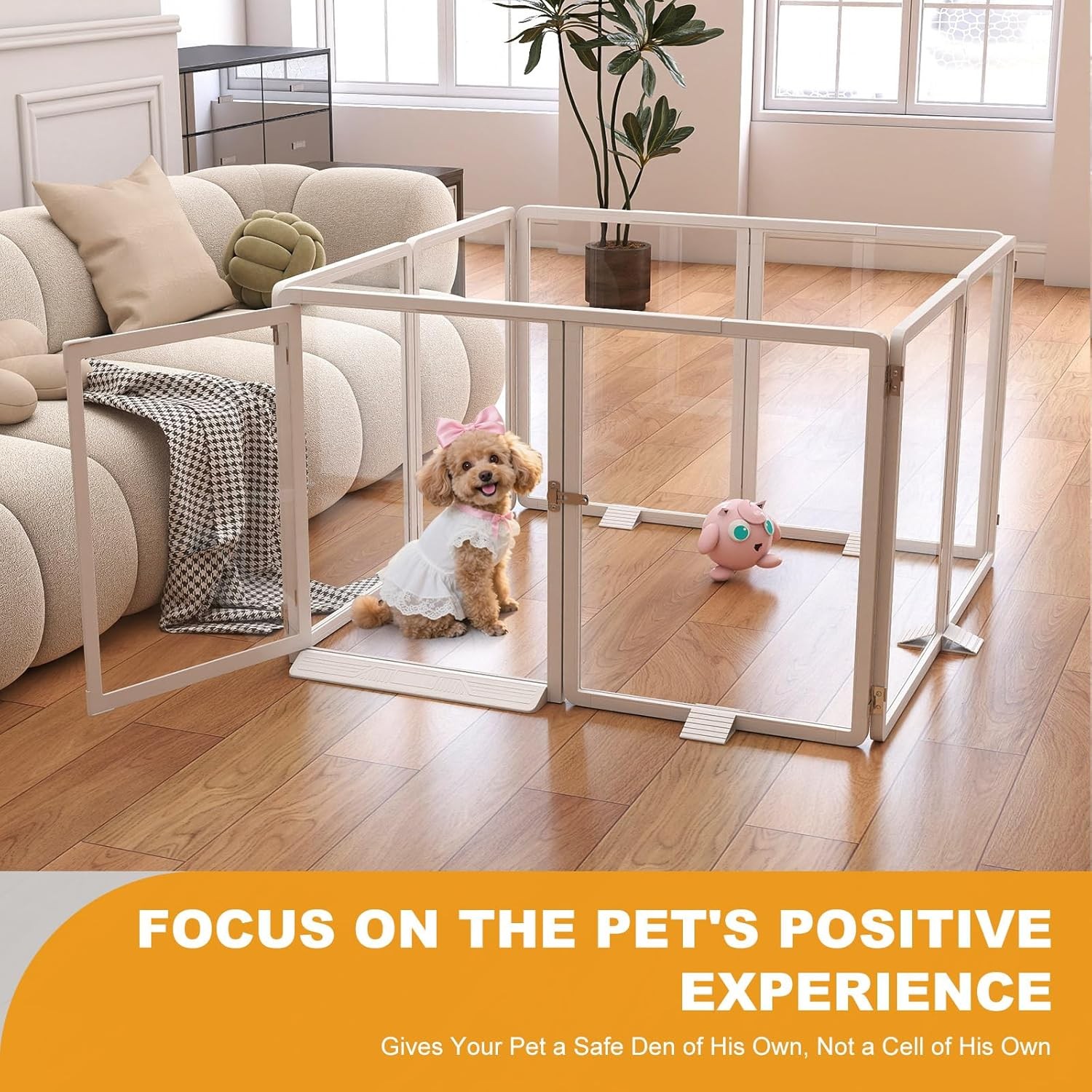 NAIZEA 26"H Clear Acrylic Dog Playpen Indoor, Puppy Cat Pet Play Pen 8 &10 Panel