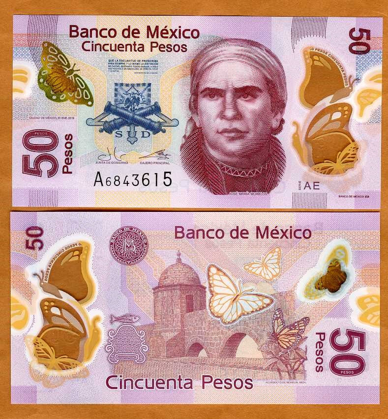 Mexico, 50 Pesos, 30-1-2019, POLYMER, P-123Aae, Serie AE UNC