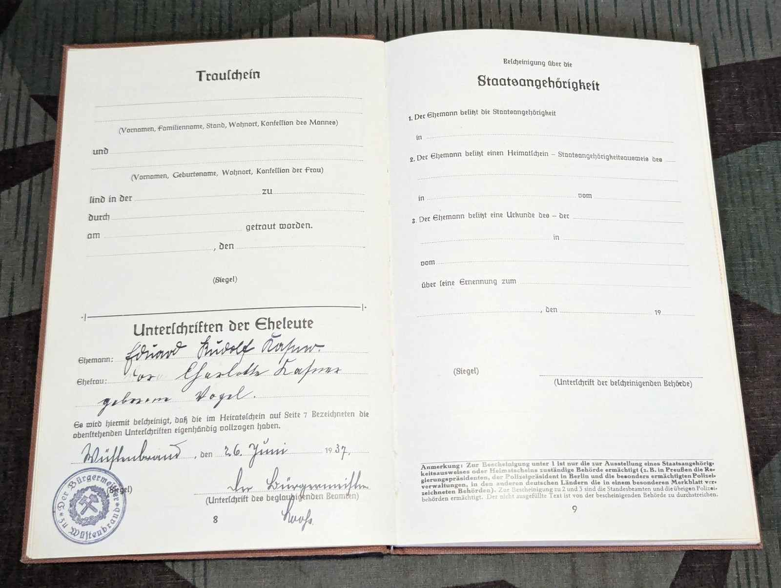 WWII German Deutsches Einheits Familien Stammbuch Family Record Book Ancestry
