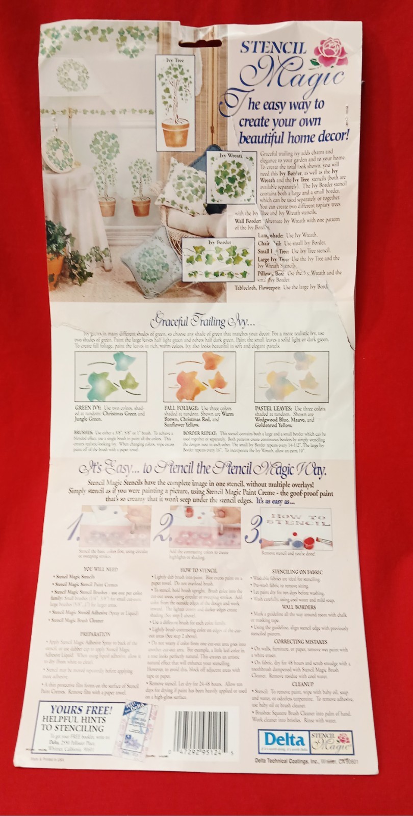 Delta Pre-Cut Decorative Ivy Border Stencil Walls Fabric Furniture Crafts NEW